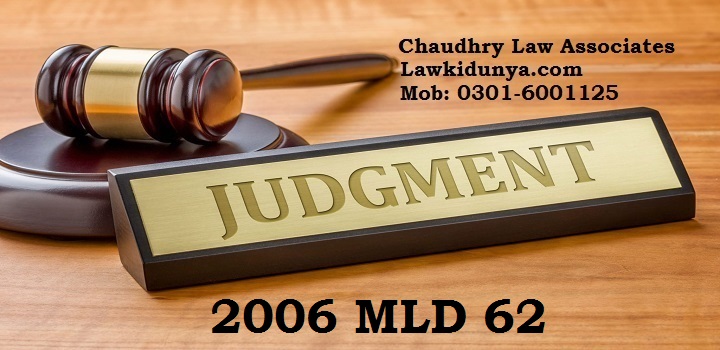 2006 MLD 62 Judgment Damages Against Malicious Prosecution