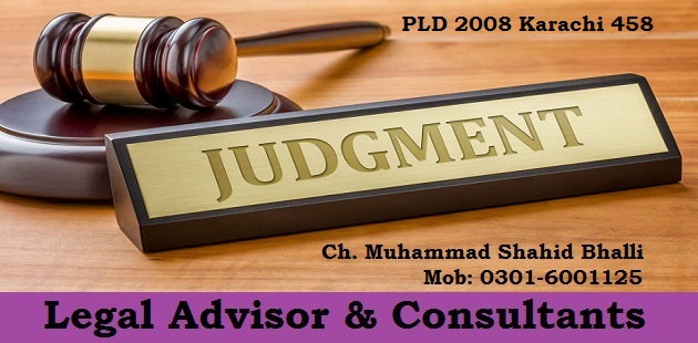 PLD 2008 Karachi 458 Judgment Rejection of Plaint in Piecement
