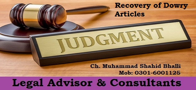 Recovery of Dowry Articles 2010 PLD 10 Case Laws